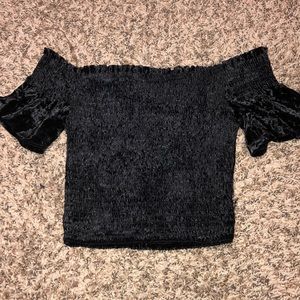 Velvet black crop top